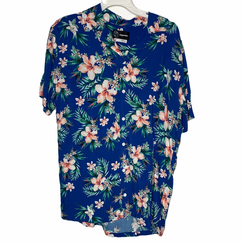 Blue Floral Pattern Button Down - Picture 1 of 2